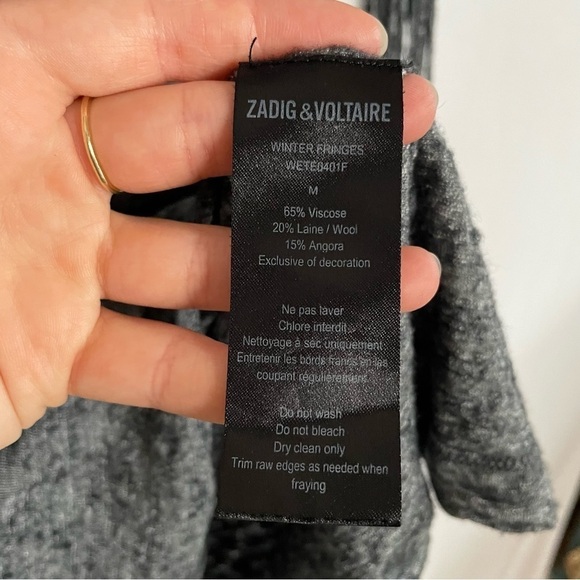 Zadig & Voltaire Wool Angora Blend Cozy “Winter Fringes” Fringe Trim Tunic Dress - Picture 11 of 13